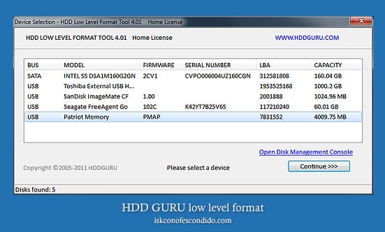 software HDDGURU Low level format
