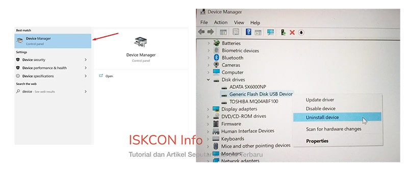 Uninstall drive pada Device Manager