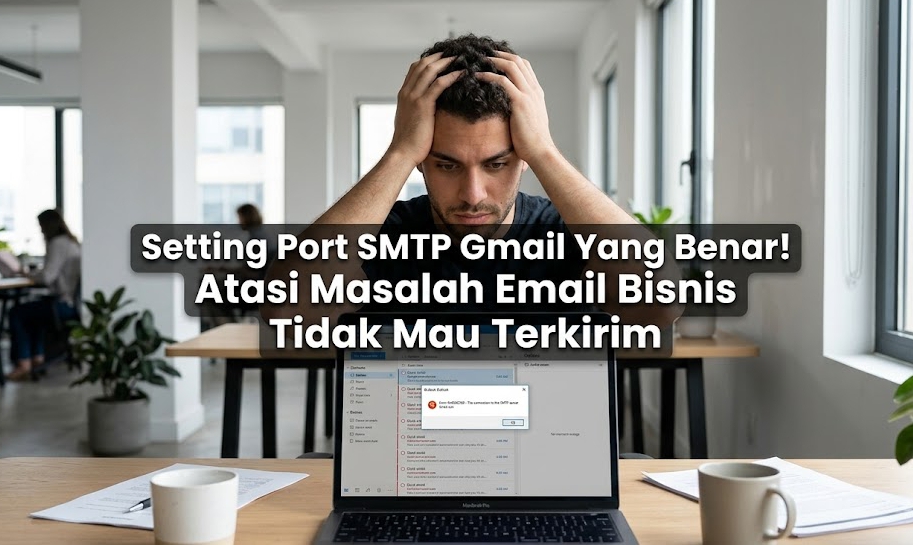 Memasukkan angka Setting port SMTP Gmail yang tepat agar email bisnis di Outlook tidak lagi nyangkut di kotak keluar.