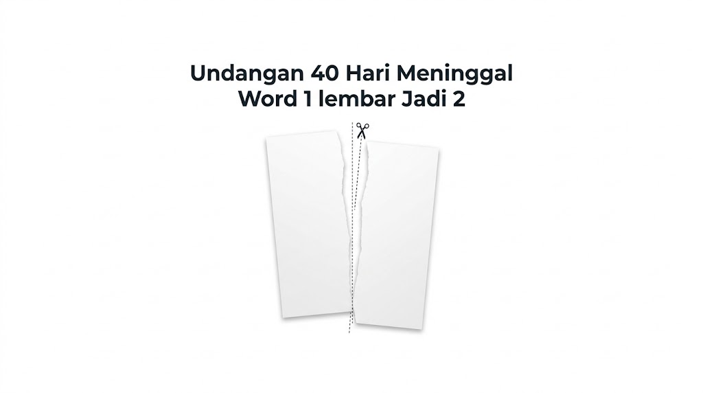 Desain hemat kertas undangan 40 hari meninggal word satu lembar jadi dua.