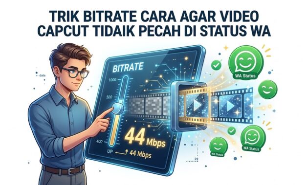 Ilustrasi mengatur bitrate menggunakan aplikasi tambahan sebagai trik ampuh cara agar video Capcut tidak pecah di status WA.